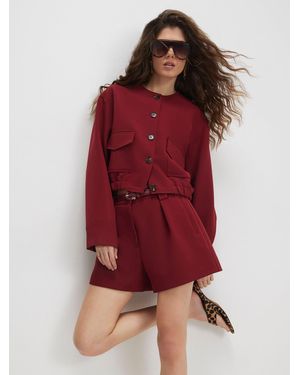 River Island Front Pocket Bomber Jacket - Red