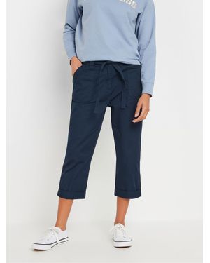 M Com Cool Cotton Poplin Cropped Trousers - Blue