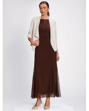 Jolie Moi Draped Open Collar Blazer - Brown