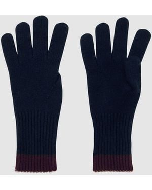 Reiss Florise - Navy Wool-blend Tipped Gloves With Cashmere, One - Blue