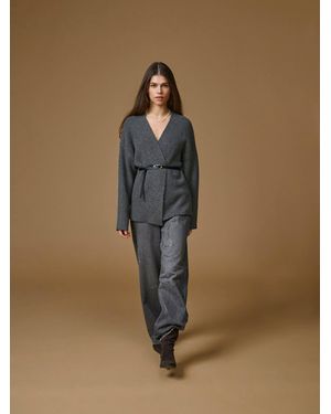 Jdy Belted Wrap Knit Cardigan - Natural