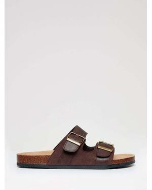 Threadbare Faux Leather Buckle Strap Sandals - Brown