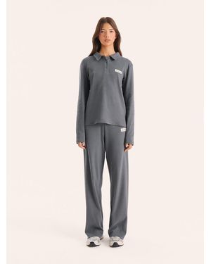 4th & Reckless Liliana Lounge Rib Wide Leg Pants Co-Ord - Gray
