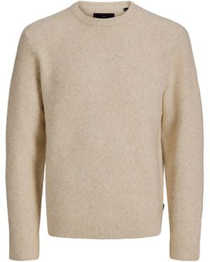 Jack & Jones Fluffy Crew Neck Knitted Sweater - White