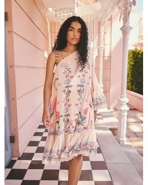Cath Kidston Ecru One Shoulder Flamingo Dress - Pink