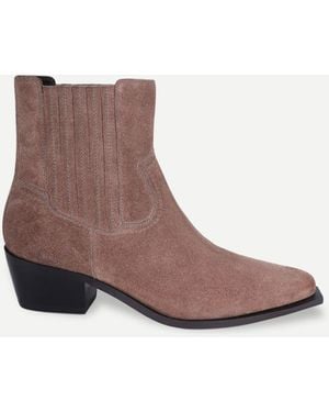 OFF THE HOOK Orion Heeled Suede Leather Ankle Boots - Brown