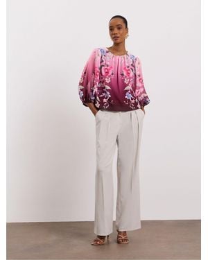 Joanna Hope Bubble Hem Chiffon Blouse - Pink
