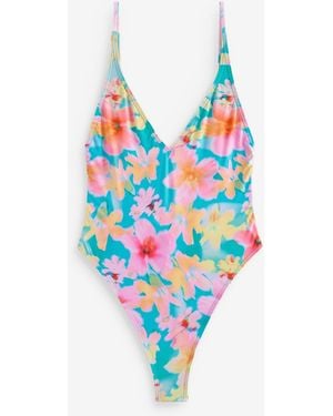 Billabong Floral Pipe Dreams Deep V-Neck Swimsuit - White