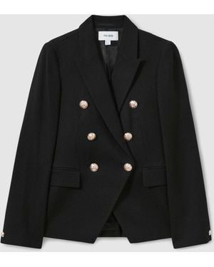 Reiss Tally Double-Breasted Tailored Wool-Blend Blazer - Black