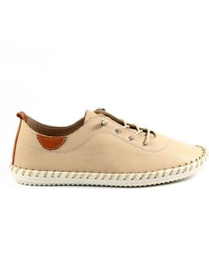 Lunar St Ives Leather Plimsoll Shoes - Natural