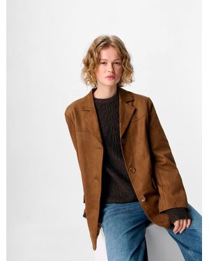 Object Faux Suede Jacket - Brown