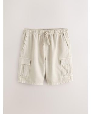 Next Garment Dye Drawstring Waist Cotton 7 Inch Shorts - Natural