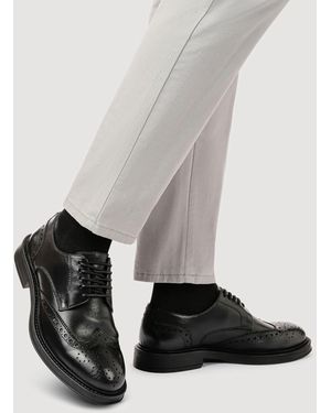 Pavers Wide Fit Leather Brogue Derby Shoes - Schwarz