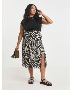 Simply Be Side Split Midi Skirt - Multicolor
