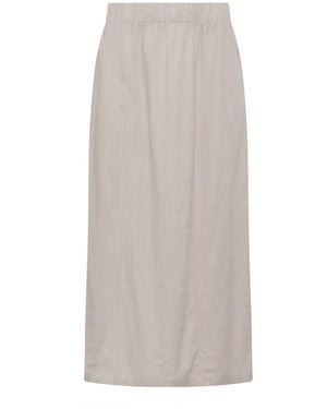 M Com Linen Blend Maxi Skirt - White