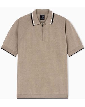 ARMANI EXCHANGE Knit Polo Shirt - Natural