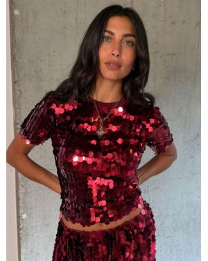 Never Fully Dressed Sequin T-Shirt - Red