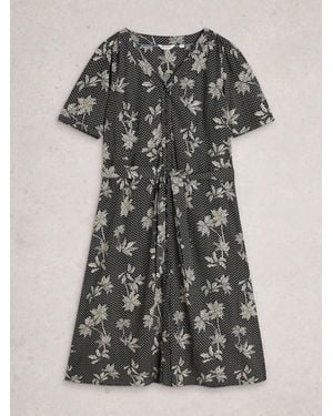 White Stuff Val Linen Blend Dress - Schwarz