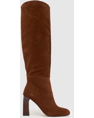 schuh Draya Leather Knee High Boots - Brown