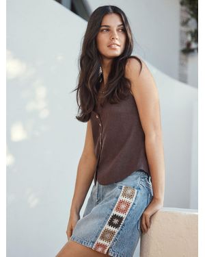 Next Split Hem Mid Rise Denim Shorts - White