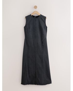 Next Seamed Sleeveless Denim Maxi Dress - Blue