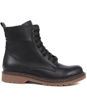 Pavers Lace-Up Leather Boots - Black
