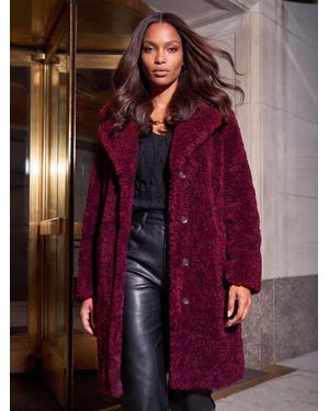 Roman Longline Teddy Coat - Red