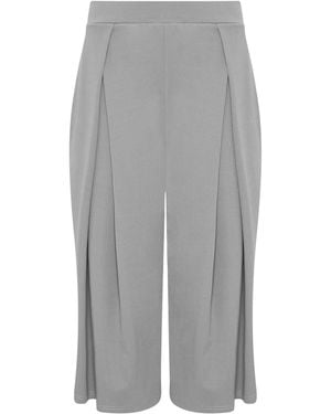 PixieGirl Petite Pixiegirl Petite Pleated Wrap Wide Leg Cropped Pants - Gray