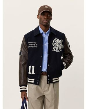 Les Deux Les Deux Basket Varsity Wool Jacket - Blue