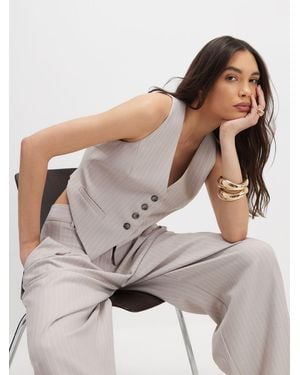 River Island Sleeveless Pinstripe Cropped Waistcoat - Gray