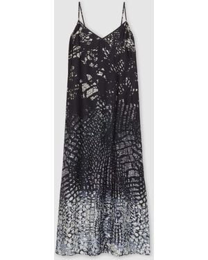 Reiss Printed Maxi Slip Dress - Blue