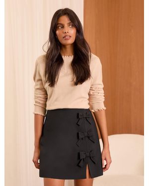 Love & Roses Bow Mini Skirt - Schwarz