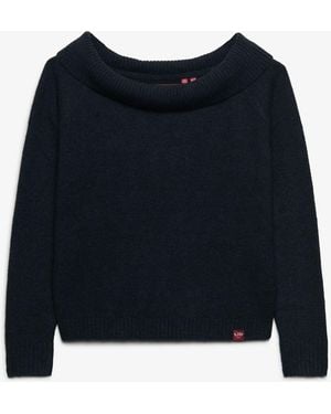 Superdry Bardot Knitted Sweater - Blue