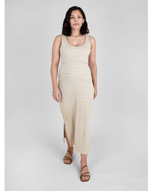 Jojo Maman Bébé Ärmelloses Geripptes Midi-Stillkleid - Weiß
