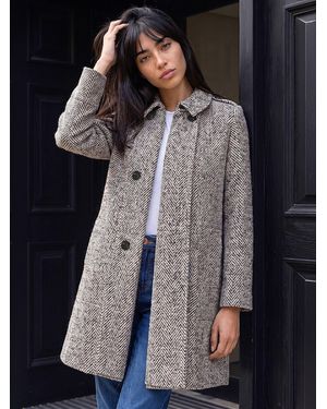 Roman Petite Collar Double-Breasted Coat - Gray