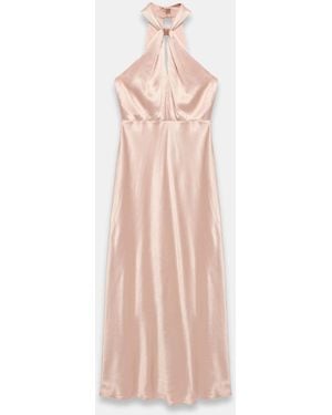 Mint Velvet Satin Halter Maxi Dress - Pink
