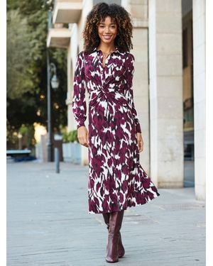Sosandar Floral Print Twist Front Shirt Dress - Red