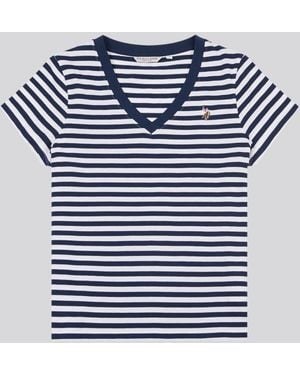 U.S. POLO ASSN. U. S. Polo Assn U. S. Polo Assn. Stripe V-Neck T-Shirt - Blue