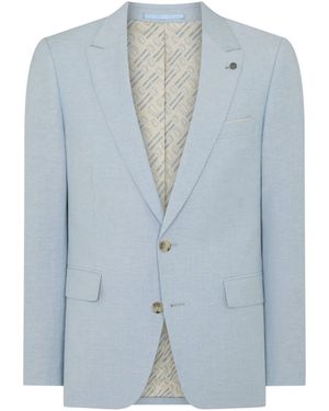 Remus Uomo Peppe Tapered Fit Linen Blend Suit Jacket - Blue