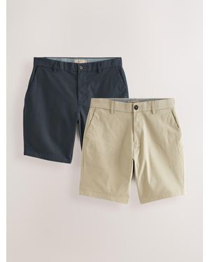 Next Slim Fit Stretch Chino Shorts 2 Pack - Multicolor