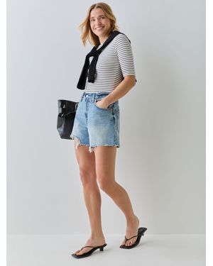 Levi's Hohe Taille Ribcage Reißverschluss Denim Shorts - Blau