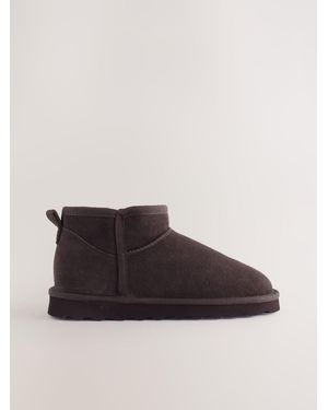 Next Standard/Wide Fit Water Repellent Faux Fur Ankle Boots - Brown