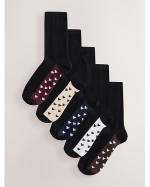 Next Multi Hearts Footbed Ankle Socks 5 Pack - Black