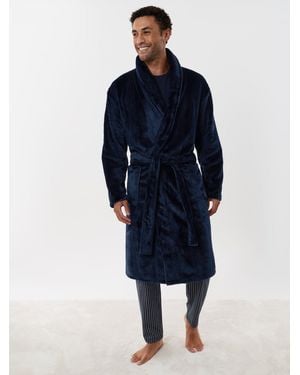 Threadbare Textured Fleece Dressing Gown - Blau