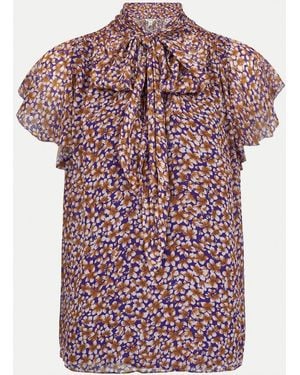 Jigsaw Ditsy Tie Detail Top - Red