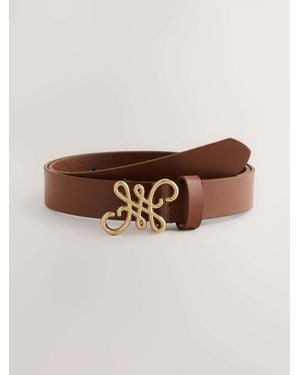 Next Tan Regular Swirly Buckle Leather Belt - Brown