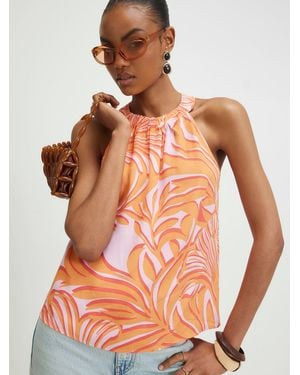 River Island River Island Sleeveless Printed Halter Neck Top - Orange