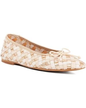 Dune Standard Fit Leather Heat Woven Ballerina Shoes - Natural