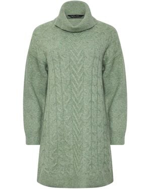 M Com Cable Knit Roll Neck Sweater - Green
