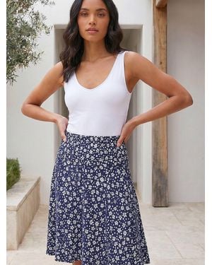 Roman Ditsy Floral Skater Skirt - Blue